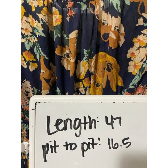 Wayward Fancies Eshakti Women's Navy Blue Floral Boho Midi Flutter Dress Large - Picture 9 of 9